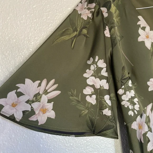 Sachin + Babi Mae Floral satin Olive green Floral fall wedding modestMaxi Dress - Picture 4 of 13